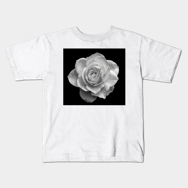 White Rose in Black and White Kids T-Shirt by briankphoto